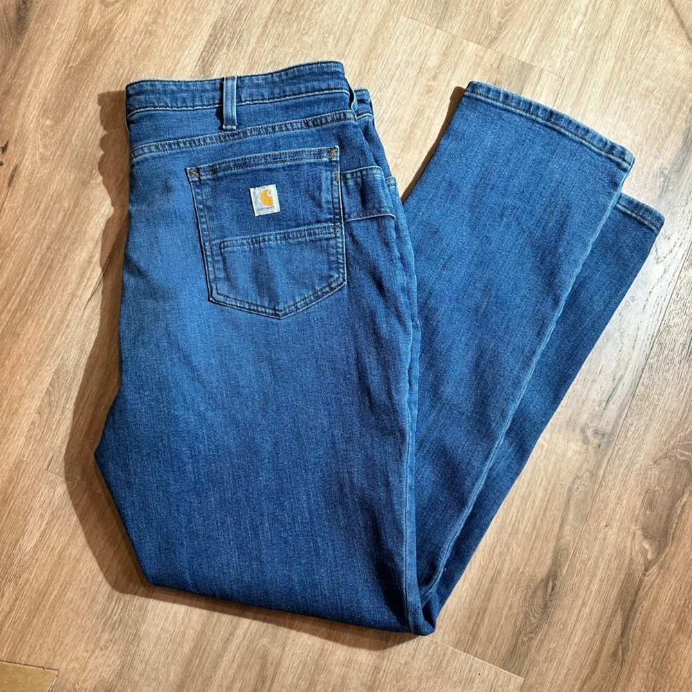 Carhartt Jeans Women 18 Tall Blue Relaxed Straight Leg Utility Workwear Denim - Picture 1 of 16